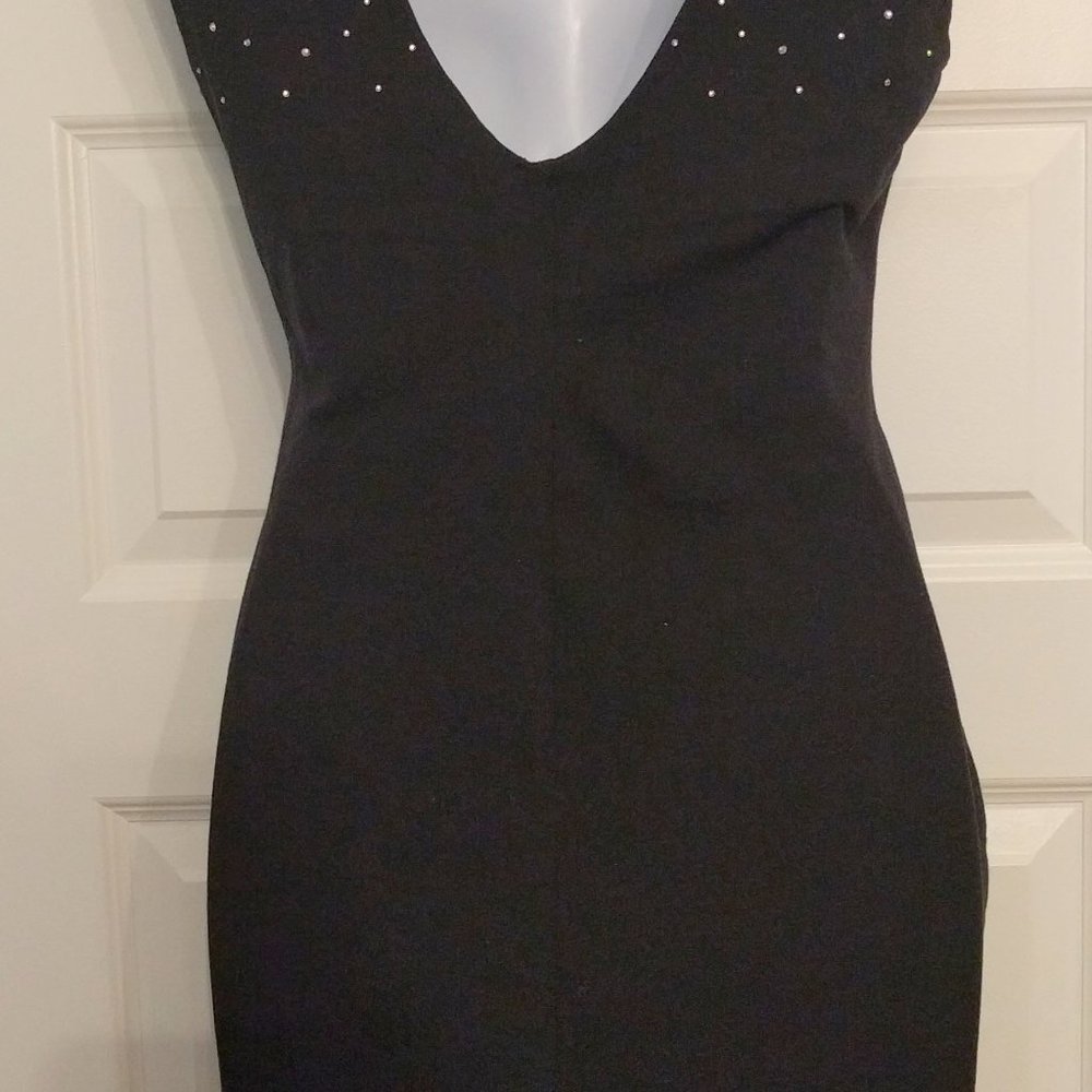 H&M BLACK BODYCON RHINESTONE DRESS LBD NYE SPARKLE SZ S - Picture 6 of 9